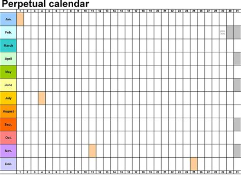 Linear Calendar Template